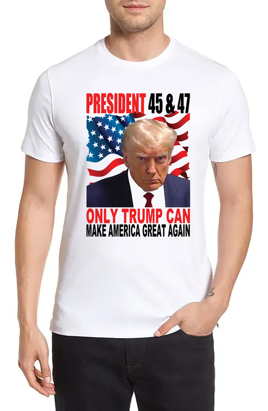 Trump 2024 Mugshot Flag - President White Shirt